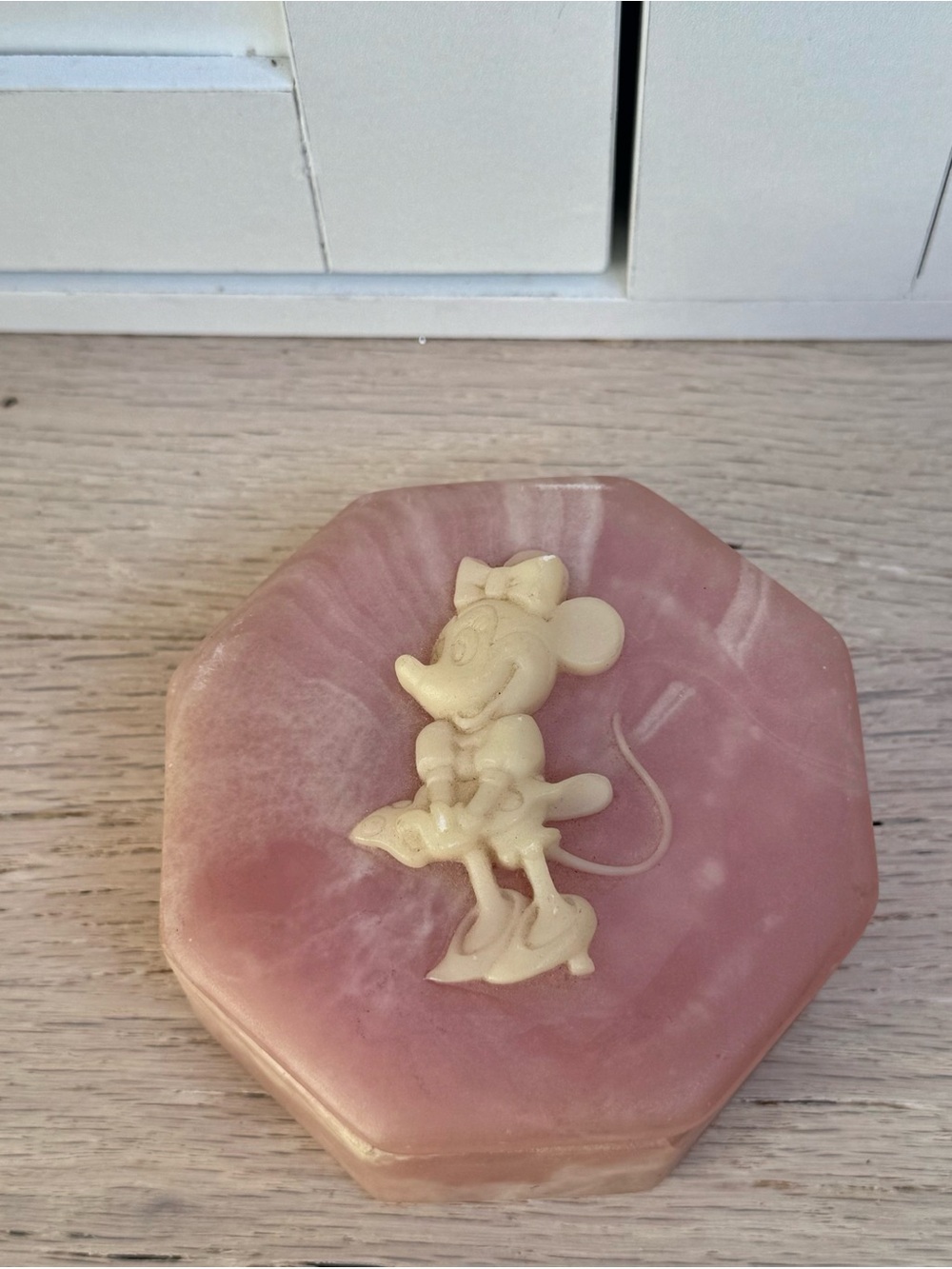 Walt Disney Soap Stone Minnie Mouse Octagon Trinket Box